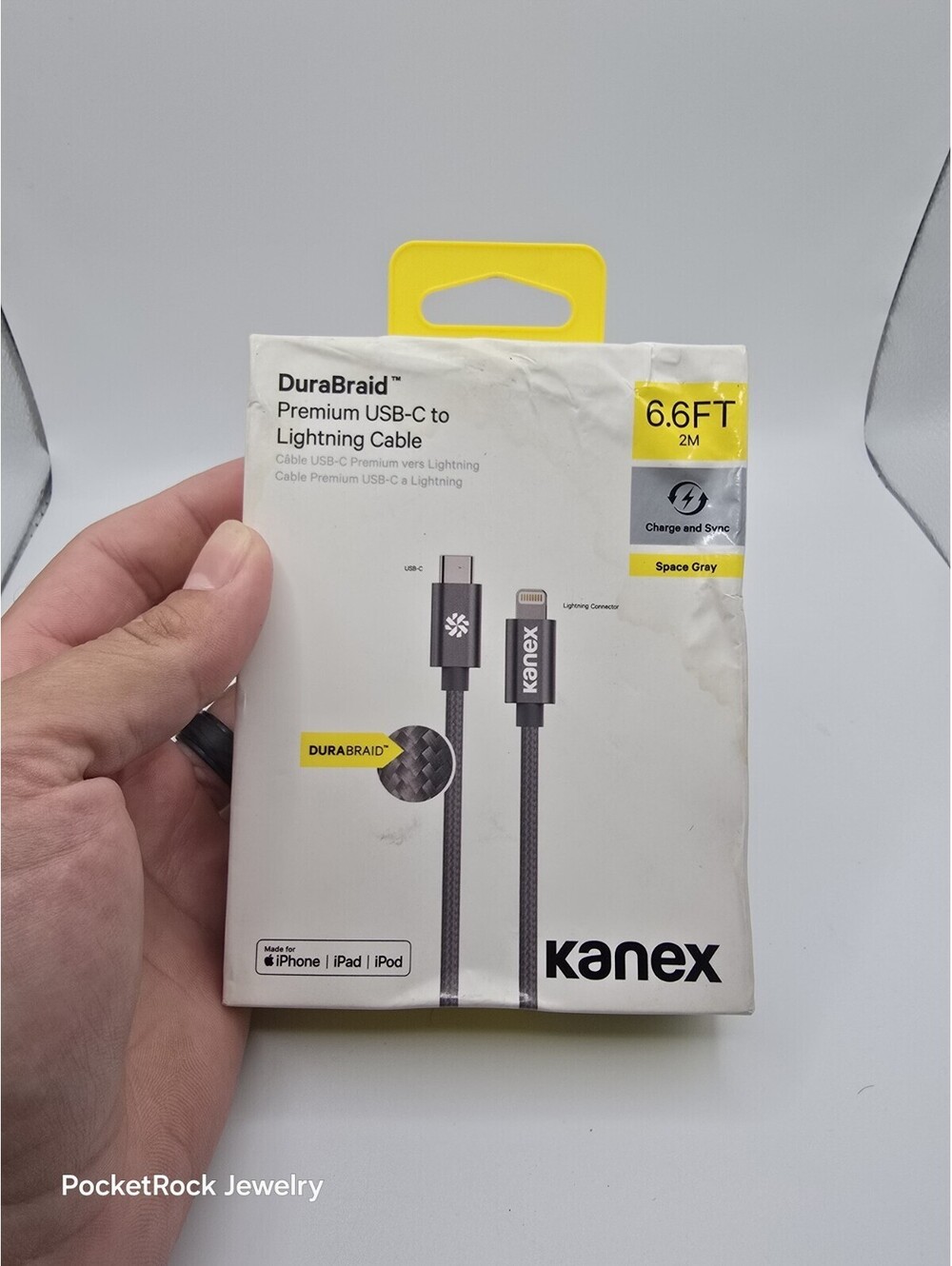New Kanex-Space Gray-DuraBraid-Premium USB-C To Lighting Cable-6.6ft.